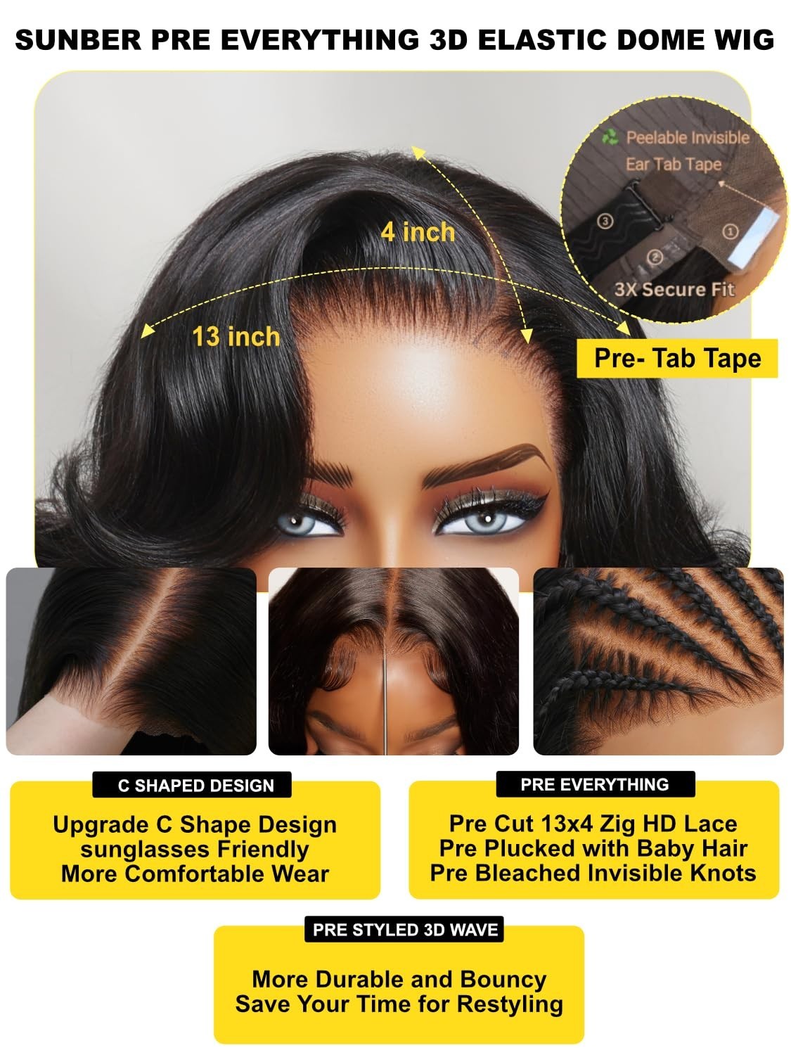 200% Density Body Wave Lace Front Wig – 20″ Feathered Layer, Glueless, Pre-Pluck