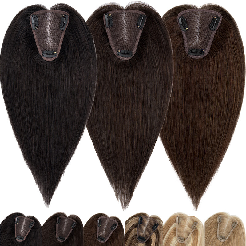 Free Part Full Lace Topper Hairpiece Clip in 100% Remy Human Hair Piece Toupee