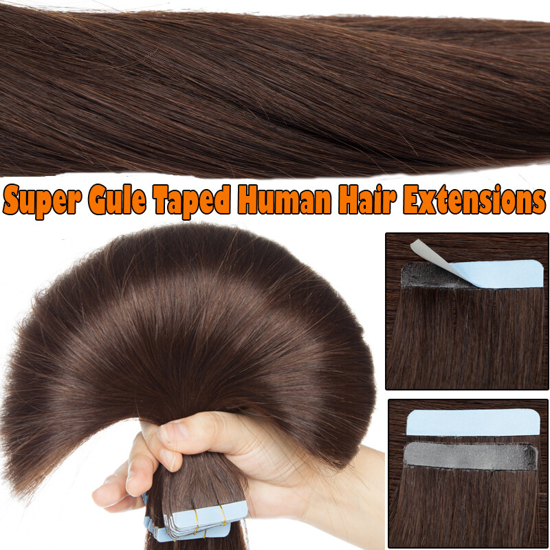 8A Thick 10-60pcs Tape in Russian Remy Human Hair Extensions Skin Weft Full Head