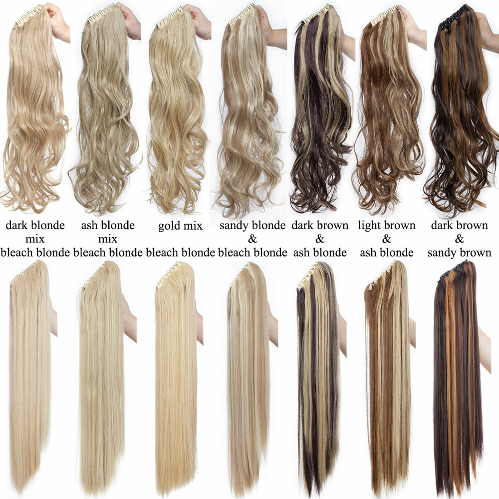 US 100% Real Thick Pony Tail Hair Extensions Clip In Claw Around Ponytail Ombre
