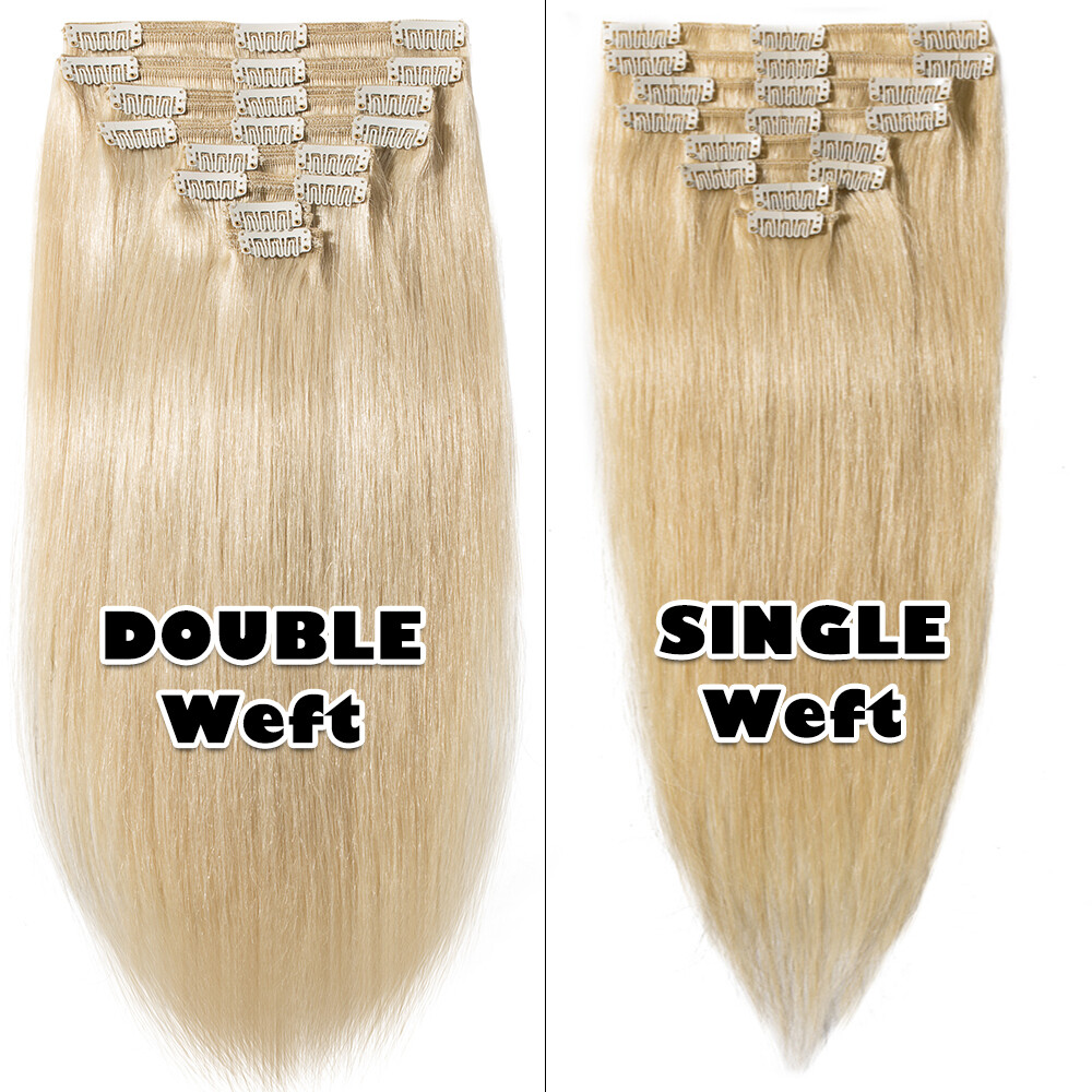 Double Drown Clip In Real Human Remy Hair Extensions THICK Full Head Highlight