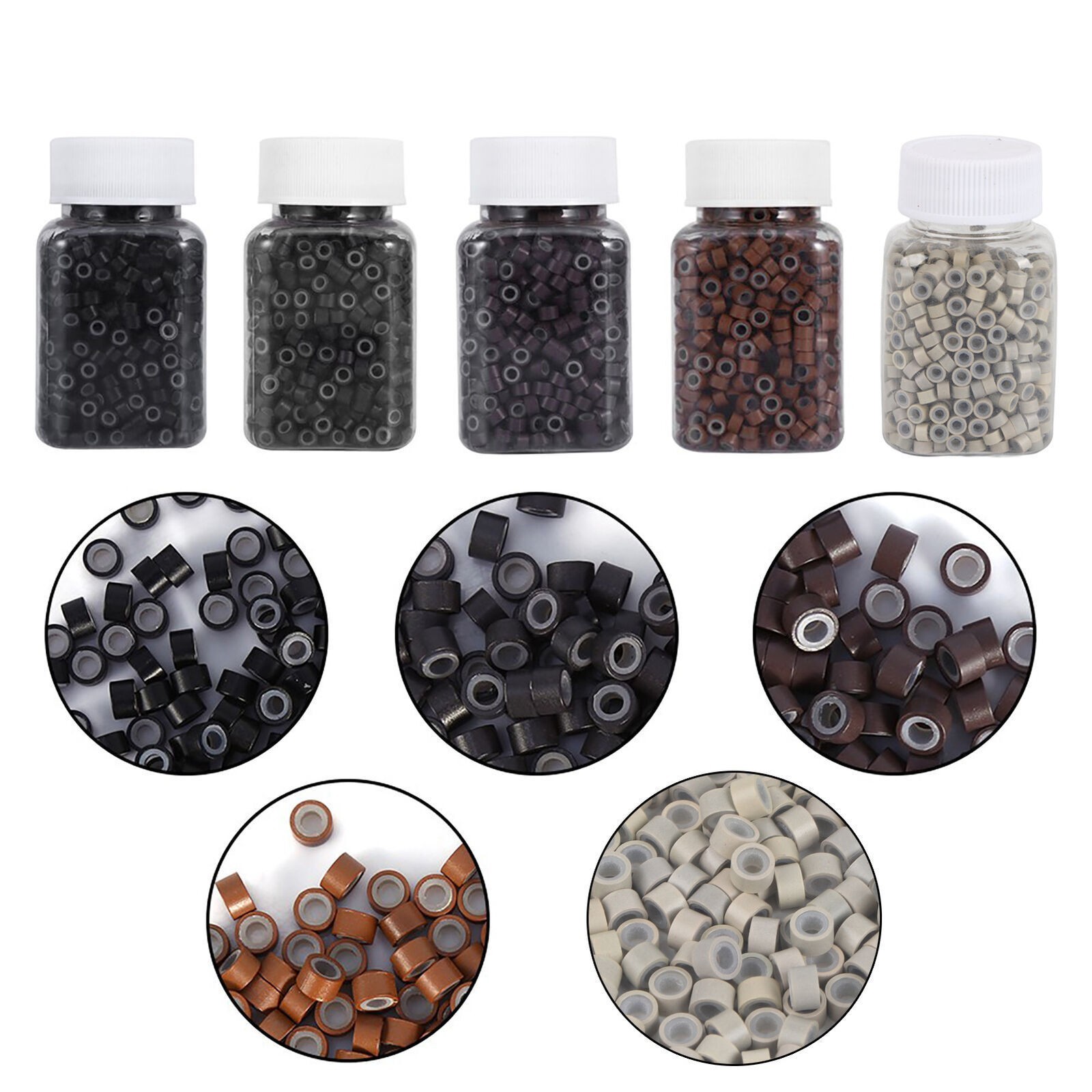 1000PCS/Bottle Professional Silicone Lined Micro Hair Extension Rings Loops Bead