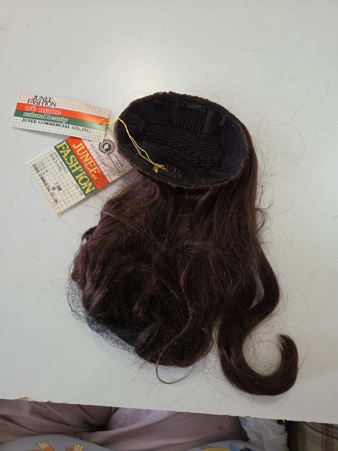 Junee Fashion Synthetic Fiber Synthetic Half Hair Wig NOS Long 1980s Brown