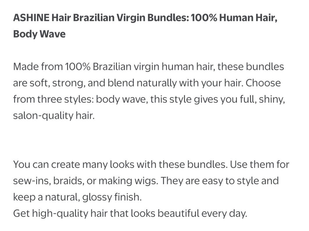 ASHINE 100% Brazilian Human Hair Extensions Black 0107-1B#-28”-WW Brand New