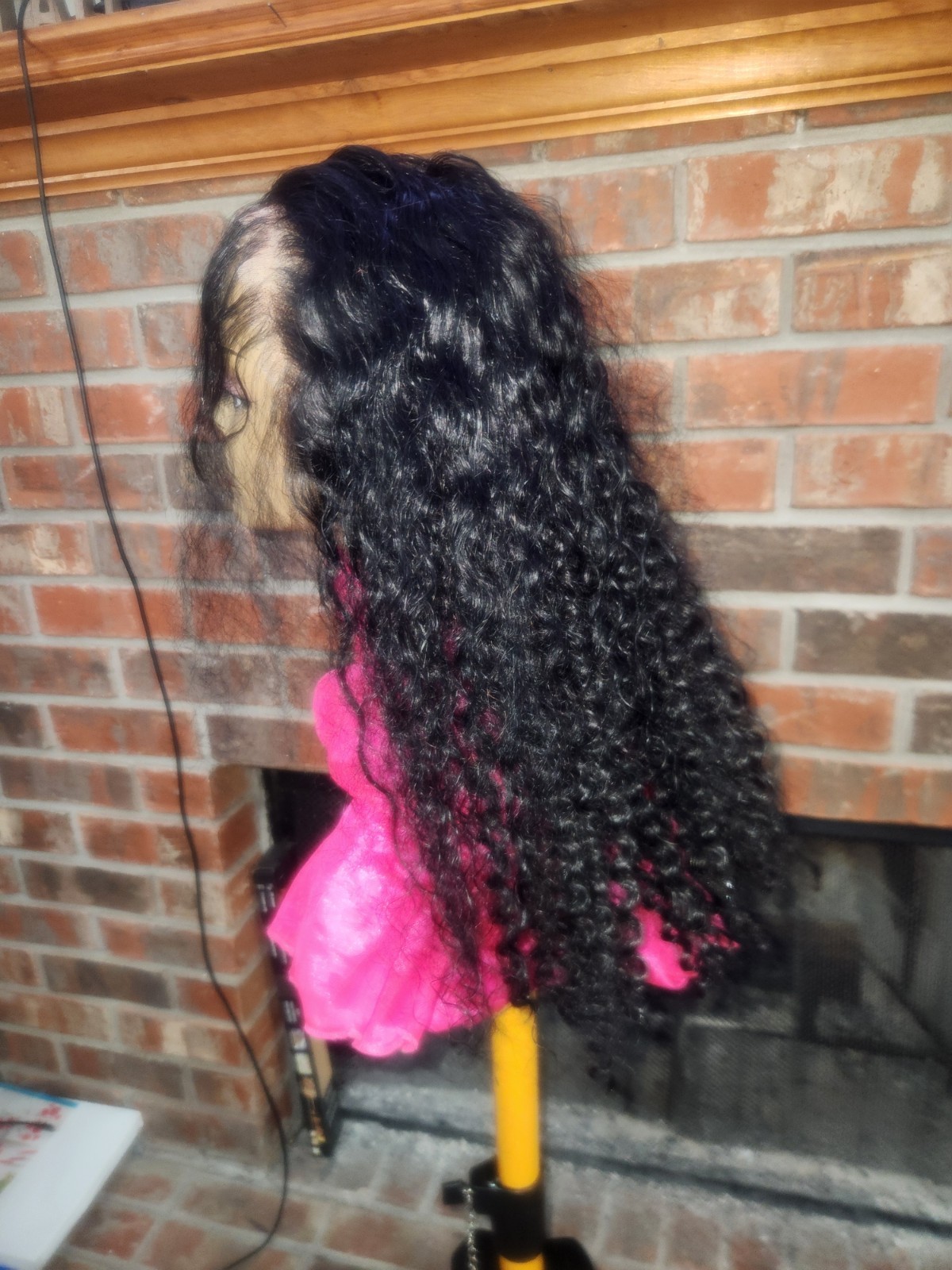 Human Hair Lace Front Wig Truly Glueless Long Curly Black Free-Part Women