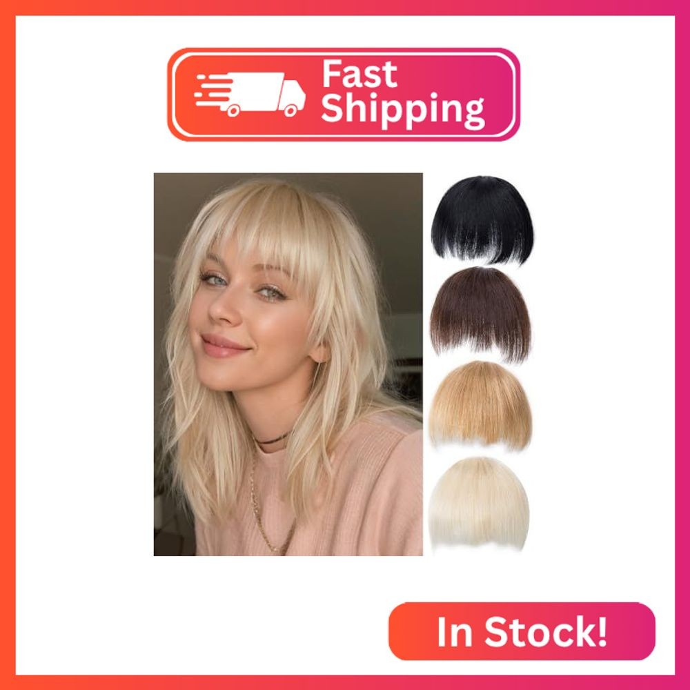 Rose bud Bangs Hair Clip in Bangs Remy Human Hair Extensions Honey Blonde Unique