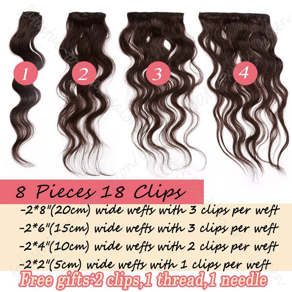 Super Thick Double Weft Clip In Remy Human Hair Extensions Full Head Blonde 140g