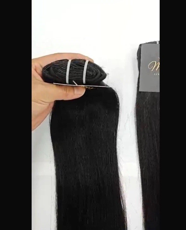Mary 24” Clip-In Human Hair Extensions 7PCS Full Head Straight Jet Black #1