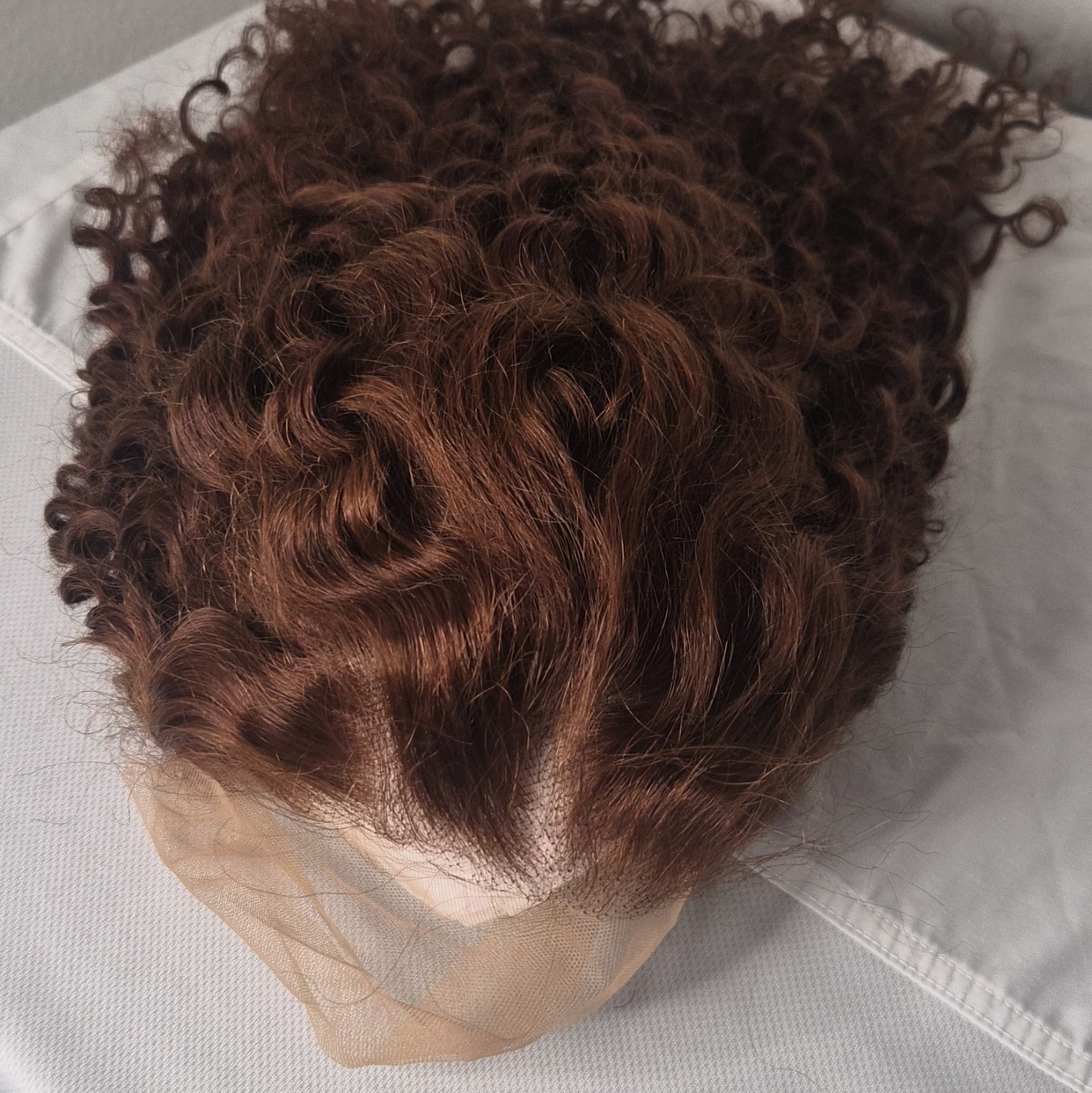 Brown Auburn Curly Lace Front Wig Free-Part Natural Look Women Adult