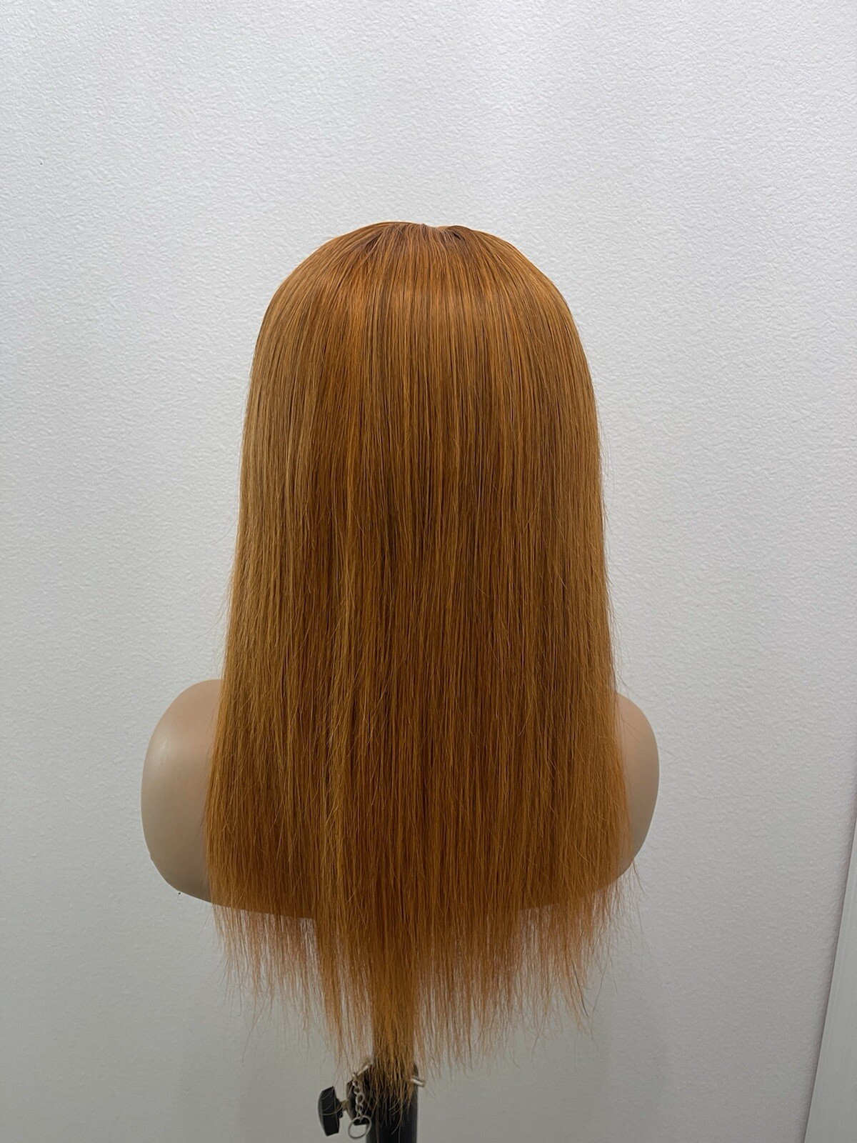 18” 4×4 Lace Closure, Straight Human Hair Wig, Color Similar to Ginger