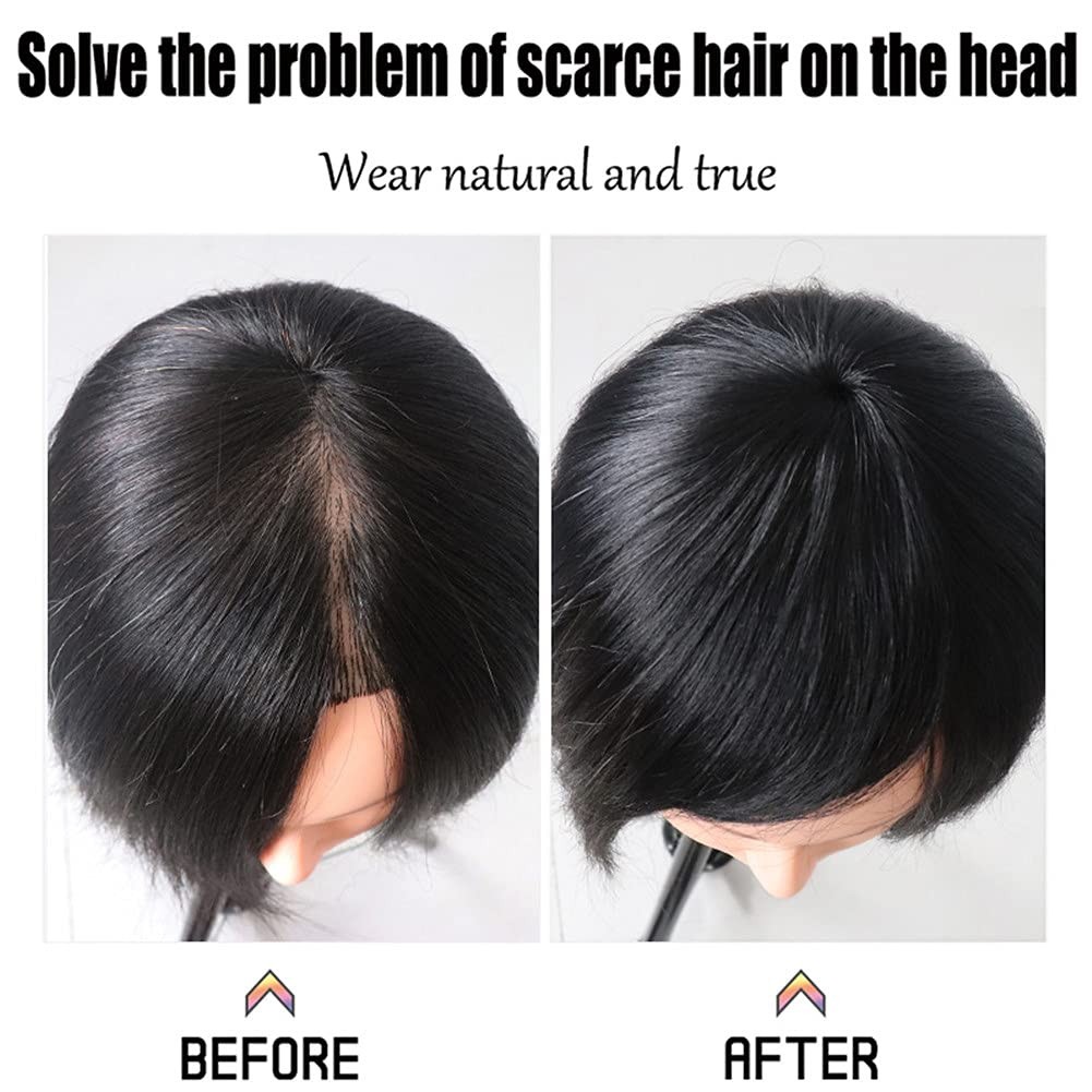 100% Real Human Hair Clip in Short Thin Hair For Men Hair Bangs Replacement
