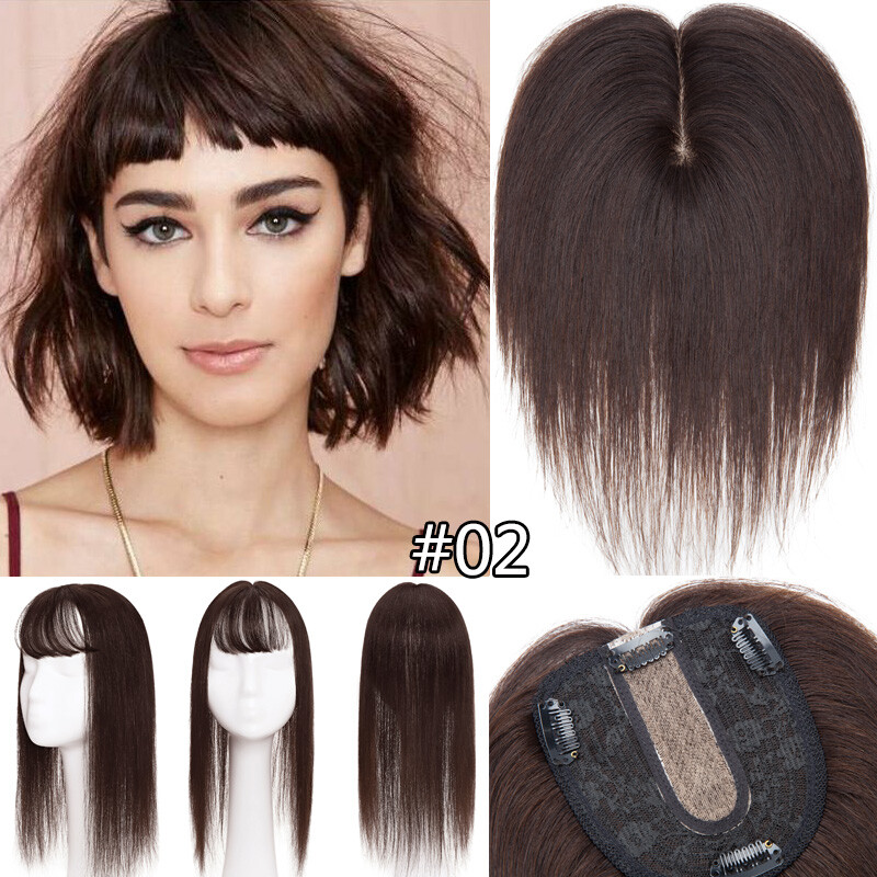 Natural Clip In 100% Human Hair Topper Hairpiece Toupee Wigs For Loss Hair Thick