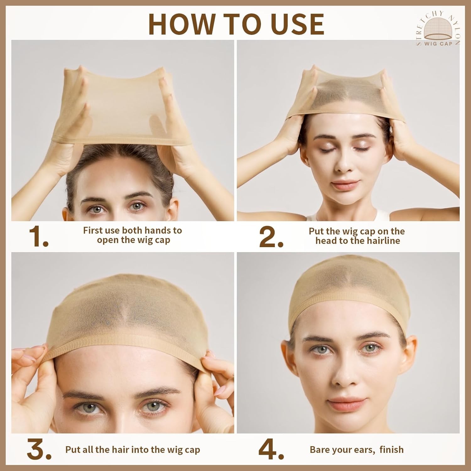 Teenitor Wig Cap 20pcs Stocking Caps for Wigs Tan Wig Cap for Women Stretchy