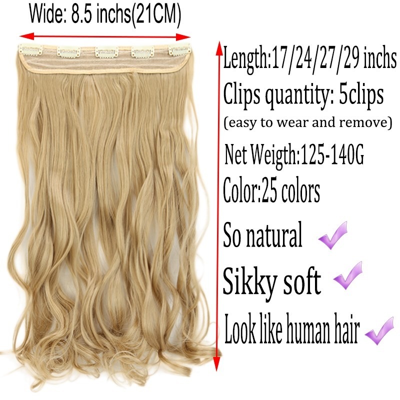 Women One Piece Clip in Hair Extensions Straight Curly V-Shape Curly Hairpiece