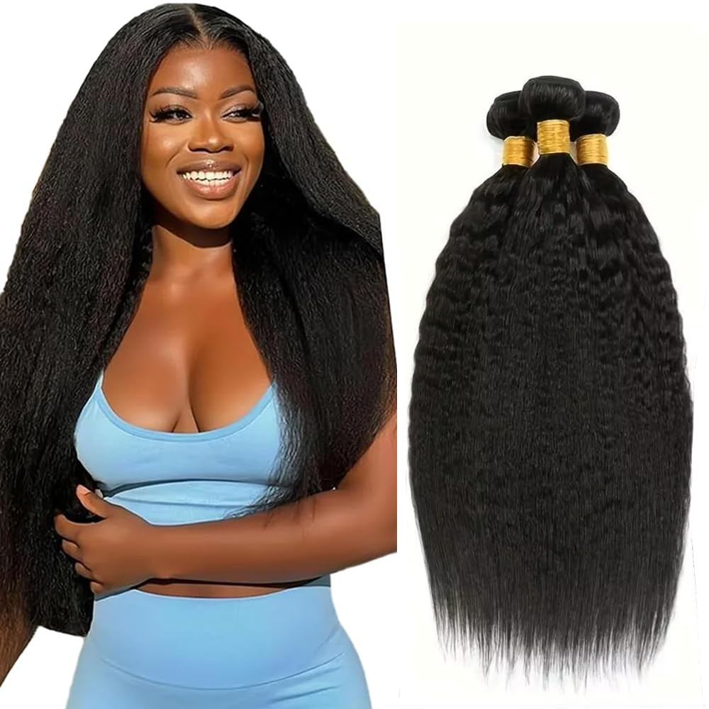 Ladrxadr Human Hair Bundles Yaki Straight Bundles 28 30 32 Inch Yaki Human Hair