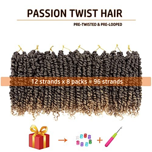 Passion Twist Crochet 10 Inch(Pack of 8) Pre-twisted passion twist hair-1B/27