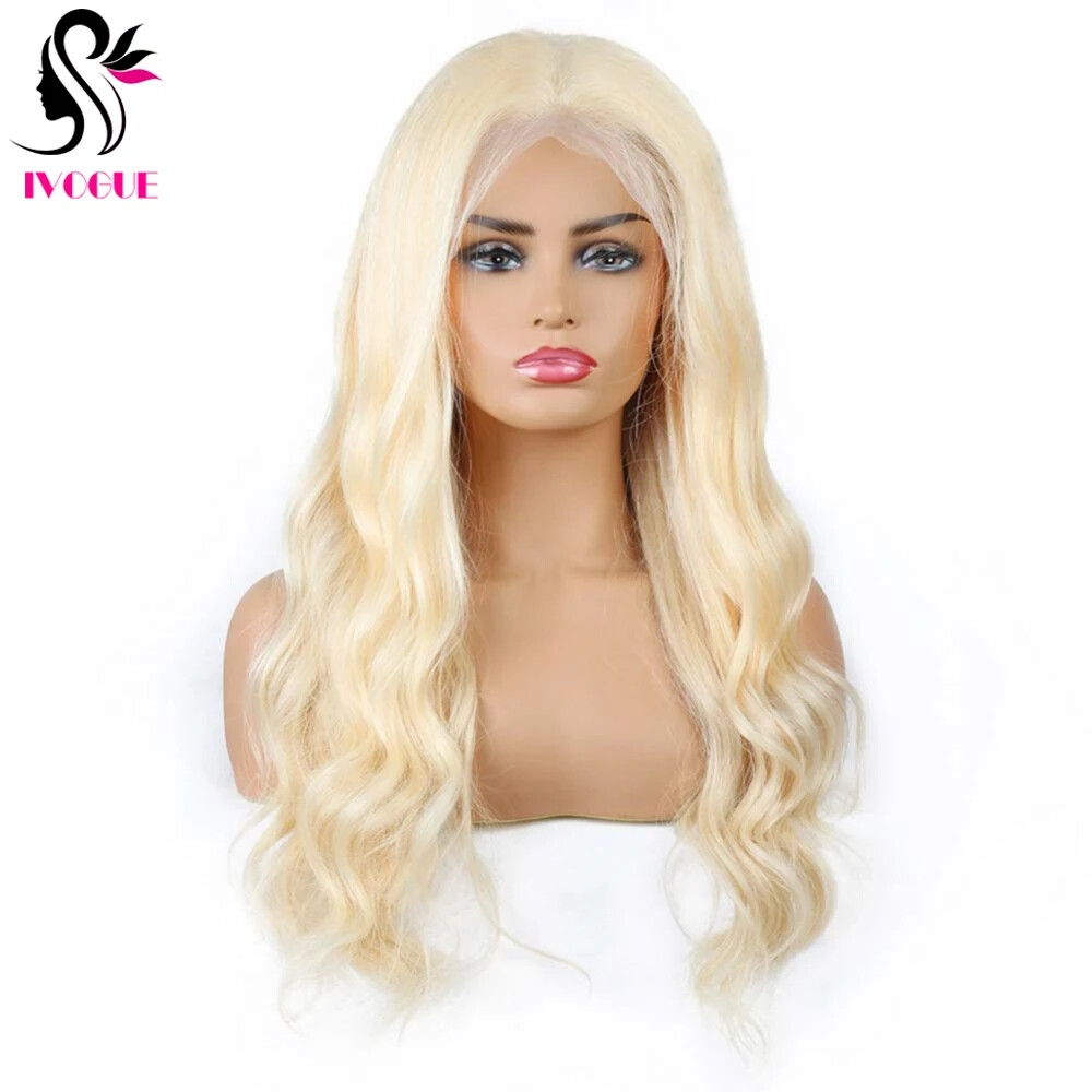 Ash Blonde Full Lace Wig Body Wave Women Glueless Human Hair Wig 613 Can be Dyed
