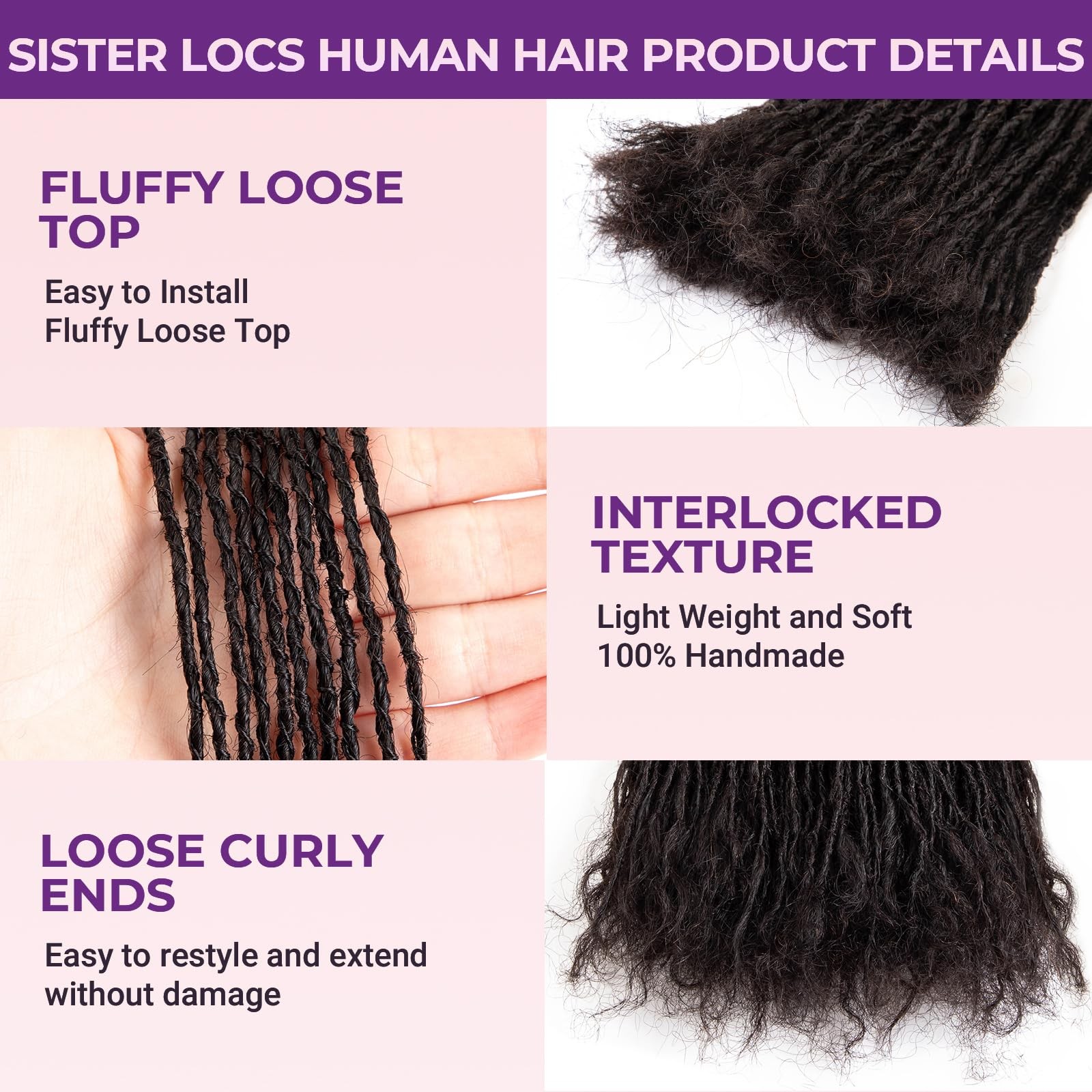 Kgrt Sister Locs Extensions Human Hair Microlocs Dreadlock Extensions100 Real