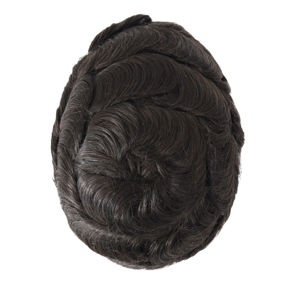 Mens Hair Toupee System Full French Lace Human Hair Reoplacement Hairpieces