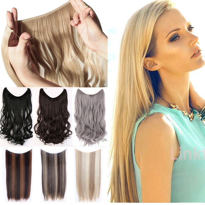 Elastic Wire Hair Extensions Headband Invisible Wire Real Secret Long 140g Ah