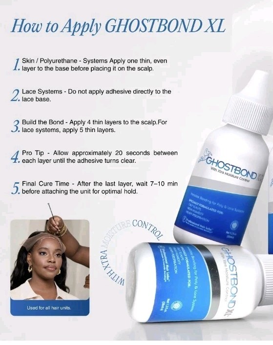 Ghost Bond “XL” Adhesive 1.3 Oz. Invisible Glue For Hair & Wigs Moisturizer Ctrl