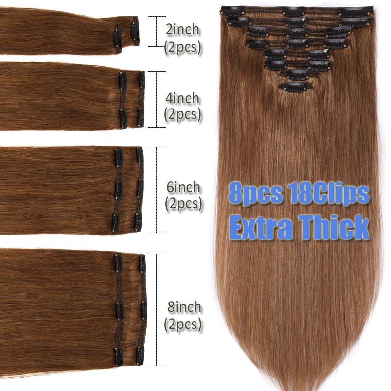 BODY WAVE double weft Clip In Virgin Human Hair Extensions Full Head Thick 170G+