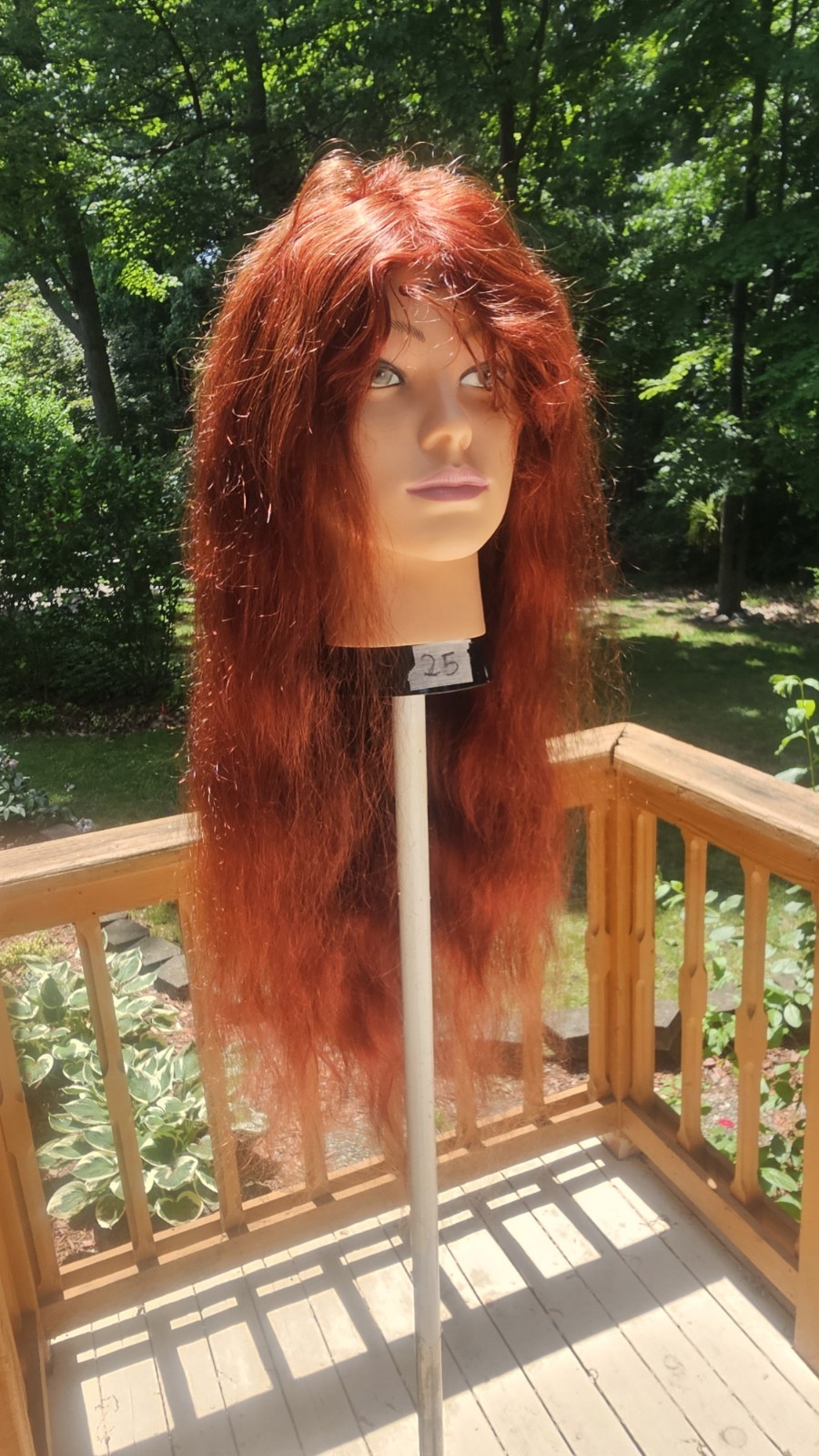 High-Quality Regular Top 26″ Orangish Wavy 150% Virgin Human Hair Lace Wig