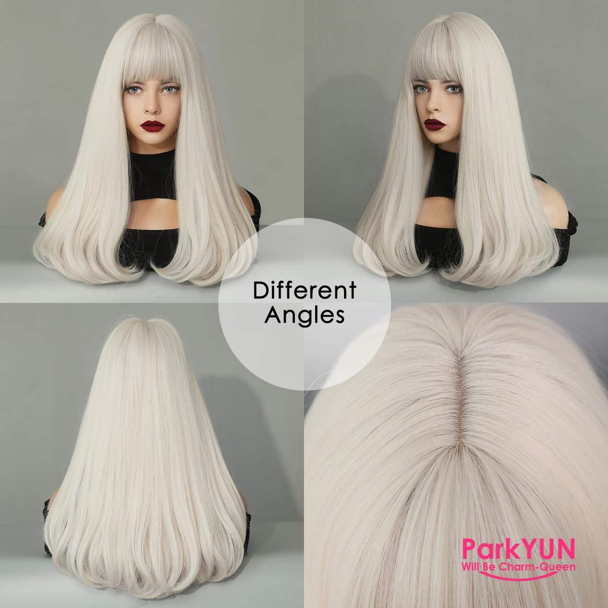 Long Platinum Blonde Wigs for Women Synthetic Glueless Realistic Straight Blo…