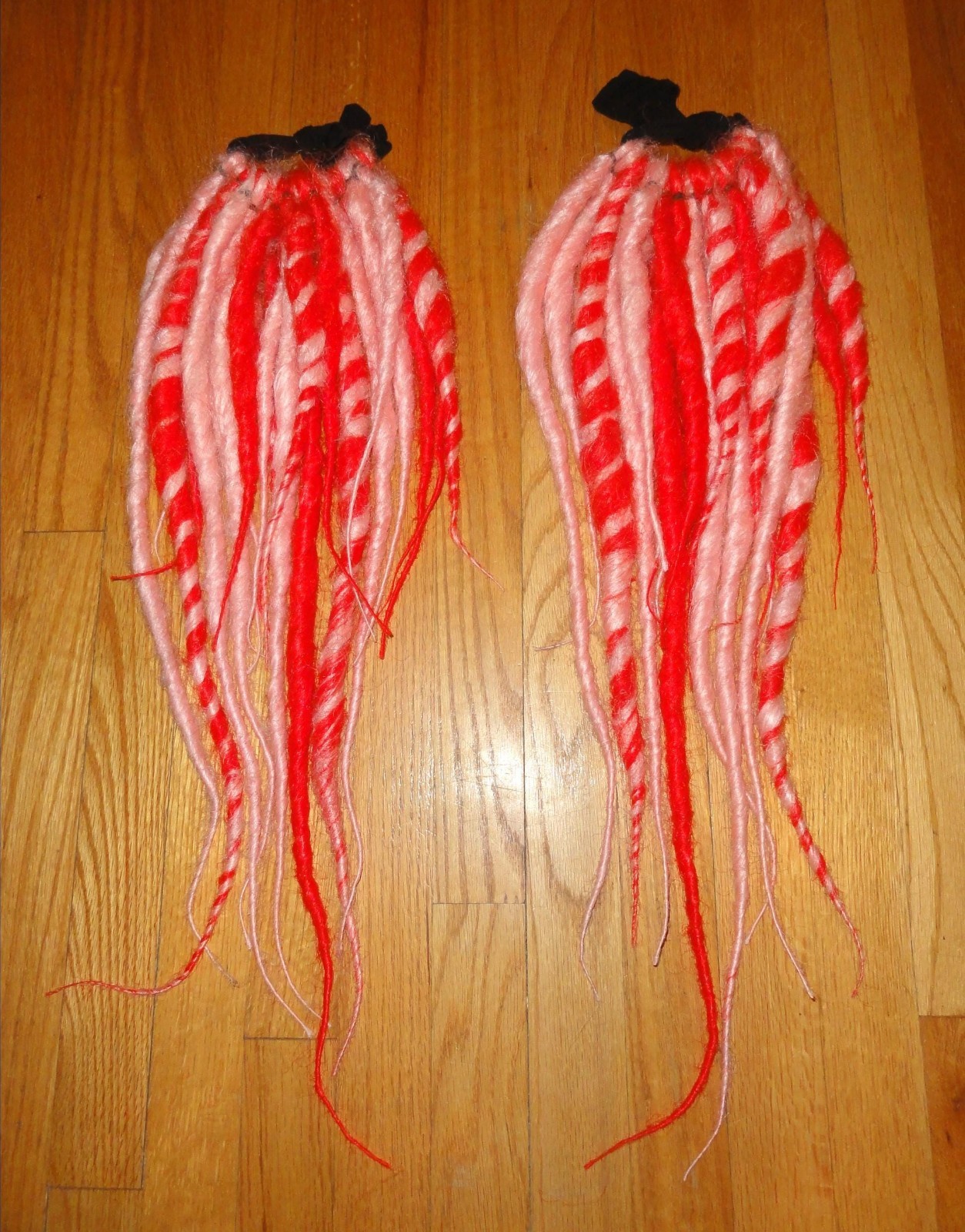 Pink & Red Dread Falls swirls dreadlocks hair extensions cyber goth dreads emo
