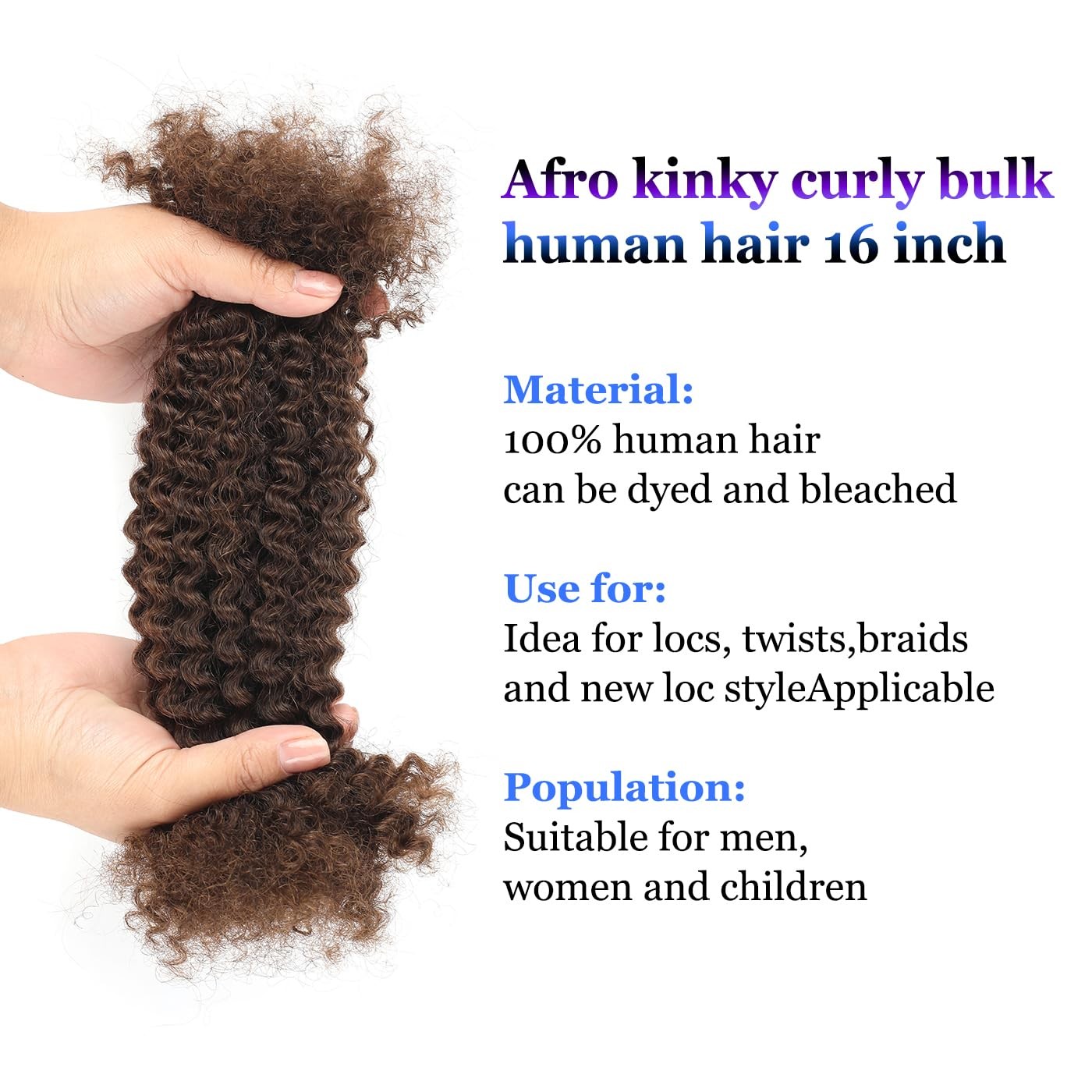 Yudragonft Afro Kinky Curly Human Hair Bulk For Permanent Micro