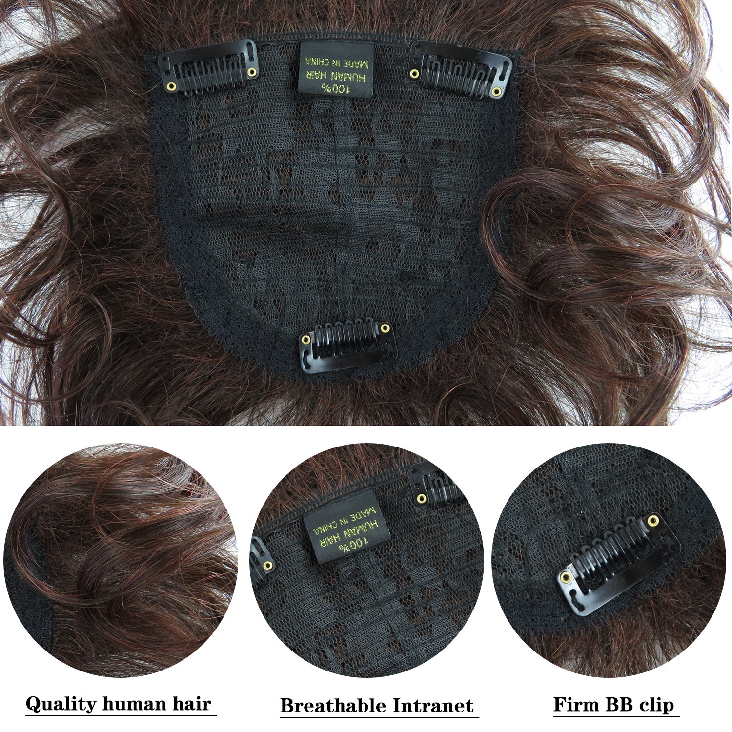Fluffy Curly Wavy 100% Remy Human Hair Wiglet Topper HairPieces For Women