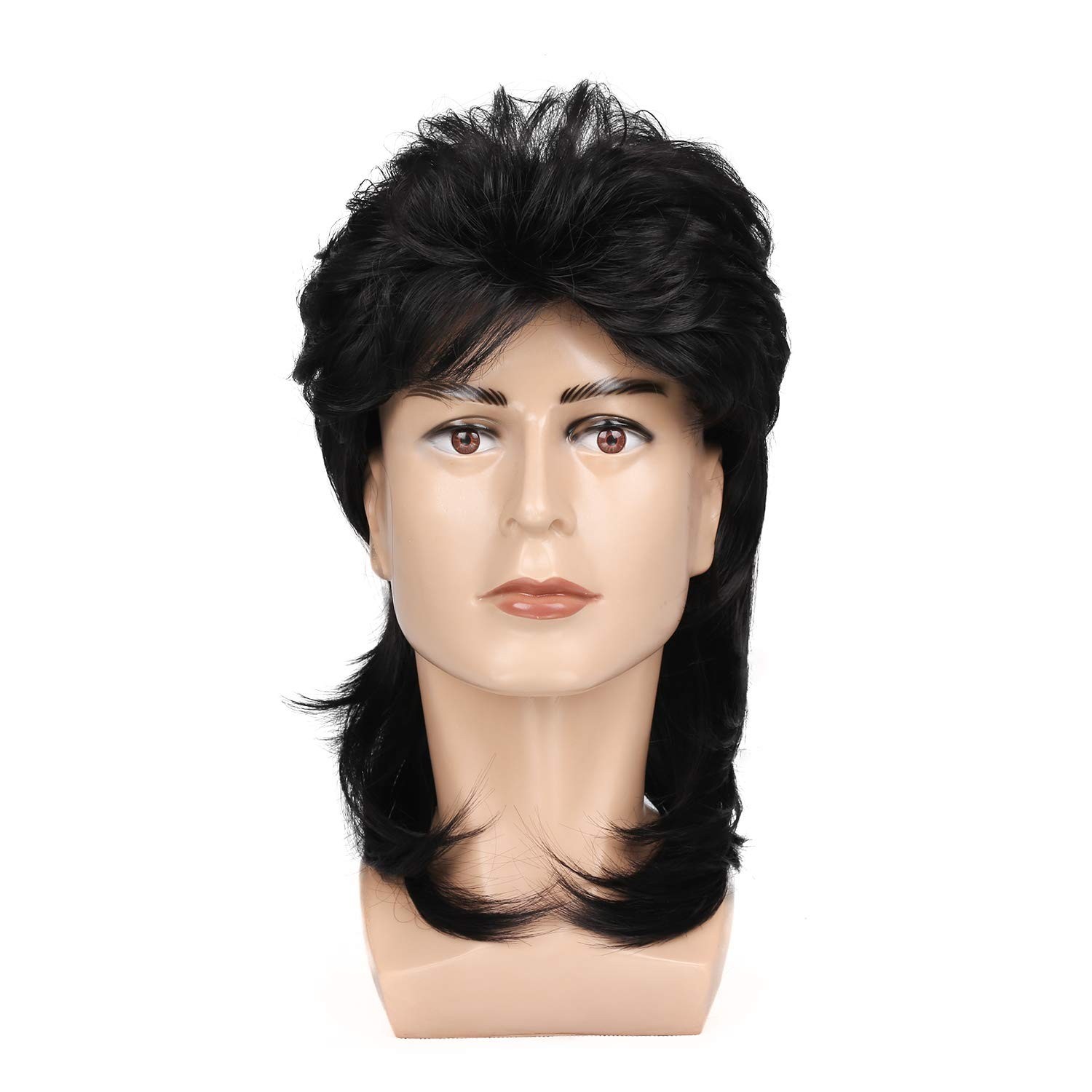 Men’s Black Mullet Cosplay Wig with Adjustable Cap – Party Ready Accessory