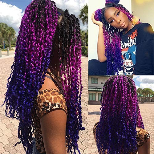 2 Pack Spring Twist Ombre Colors Bomb Twist Crochet T1B/Purple/Blue (2 packs)