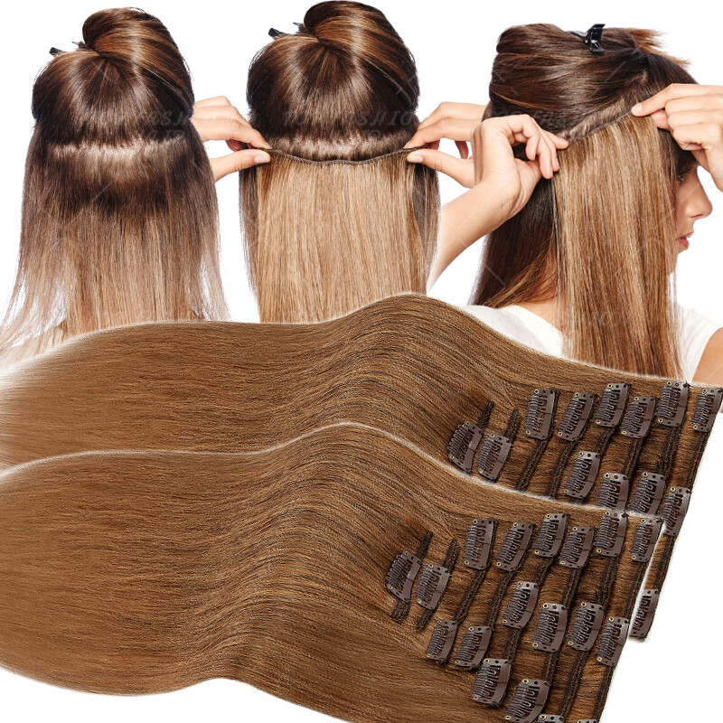 CLEARANCE Clip In 100% Real Human Remy Hair Extensions Full Head Highlight LONG