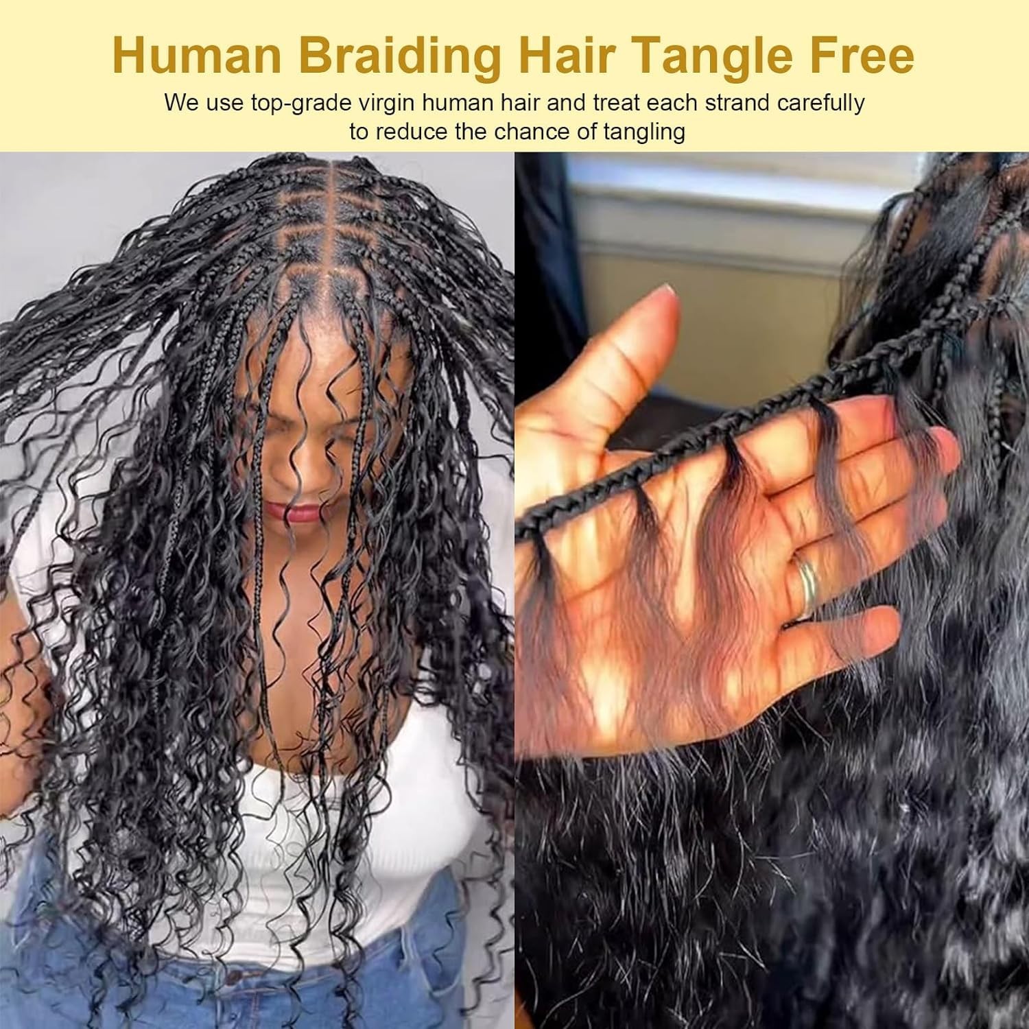 Human Braiding Hair 3 Bundles/Pack 150g Curly Water Wave Bulk Hair for Braidi…