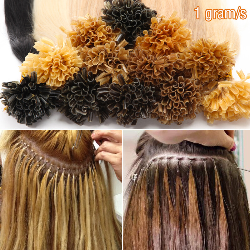 100G Thick U Tip Nail Tip Extensions Pre Bonded Keratin Human Hair Extensions US