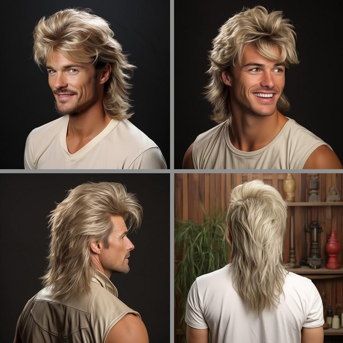 Blonde Mullet wig|Adult Funny Wigs for Men|Pop Rock Wig|Joe Dirt Wig