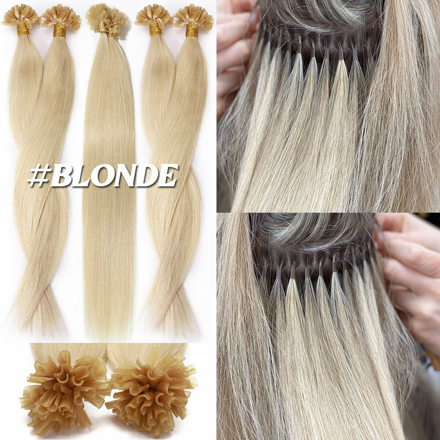 Nail U-Tip Pre Bonded Keratin Hot Fusion Glue 100% Remy Human Hair Extensions US