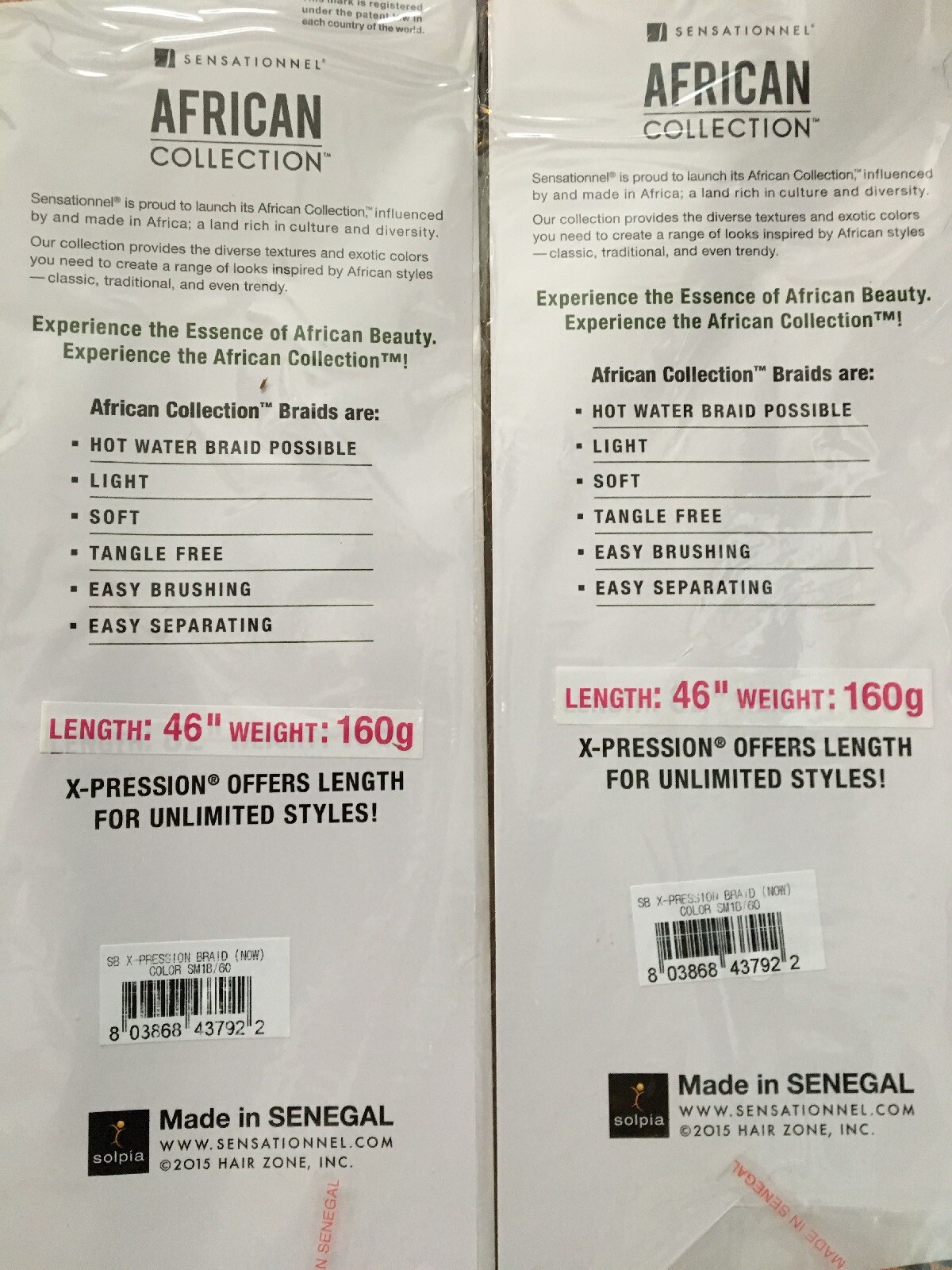 SENSATIONNEL ~ X -Pression Hair 100% KANEKALON ~ African Collection. 2 PACKS