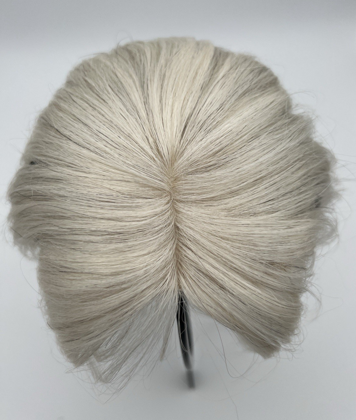 Platinum Blonde White w/ Black Strands 100% Human 10in Women Hair Topper
