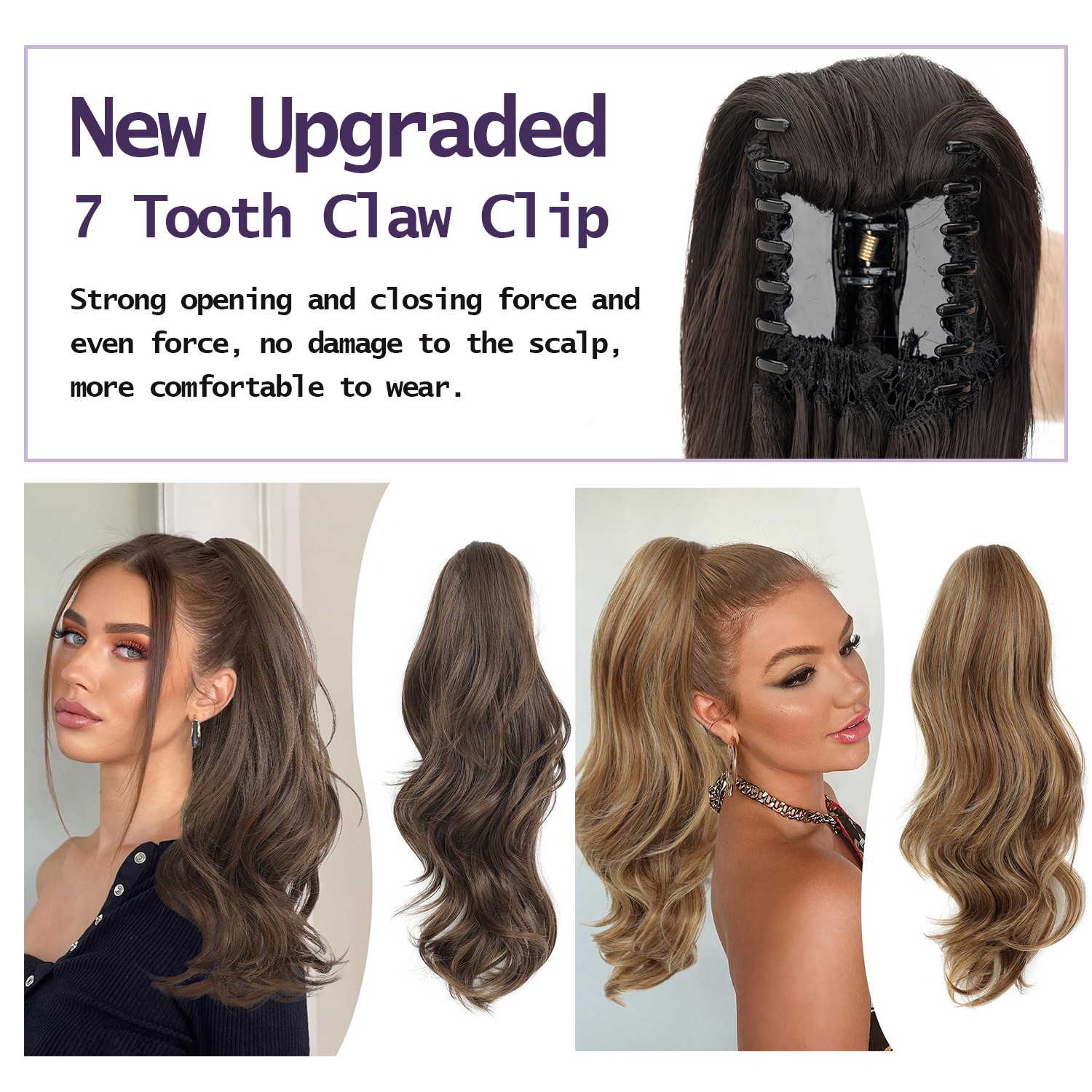 140G Thick Clip In Pony Tail Hair Extensions Claw/Jaw Clip On Ponytail As Human