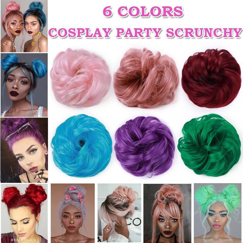 Rose Curly Messy Bun Real as human Hair Piece Scrunchie Updo Wrap Hair Extension