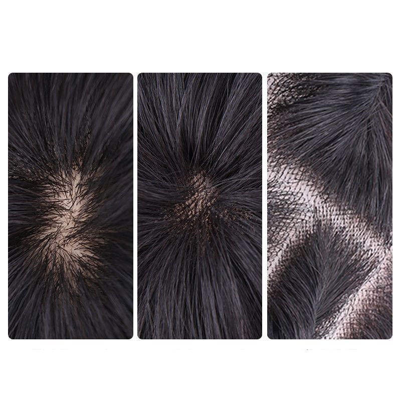 Short Full Hand-made Wig Genuine 100% Natural Hair Men Hairpiece Toupee Wig