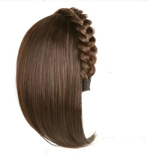 New Braid Headband 14 “ Hoop Hair With Straight Hair Extensions Reddish Brown