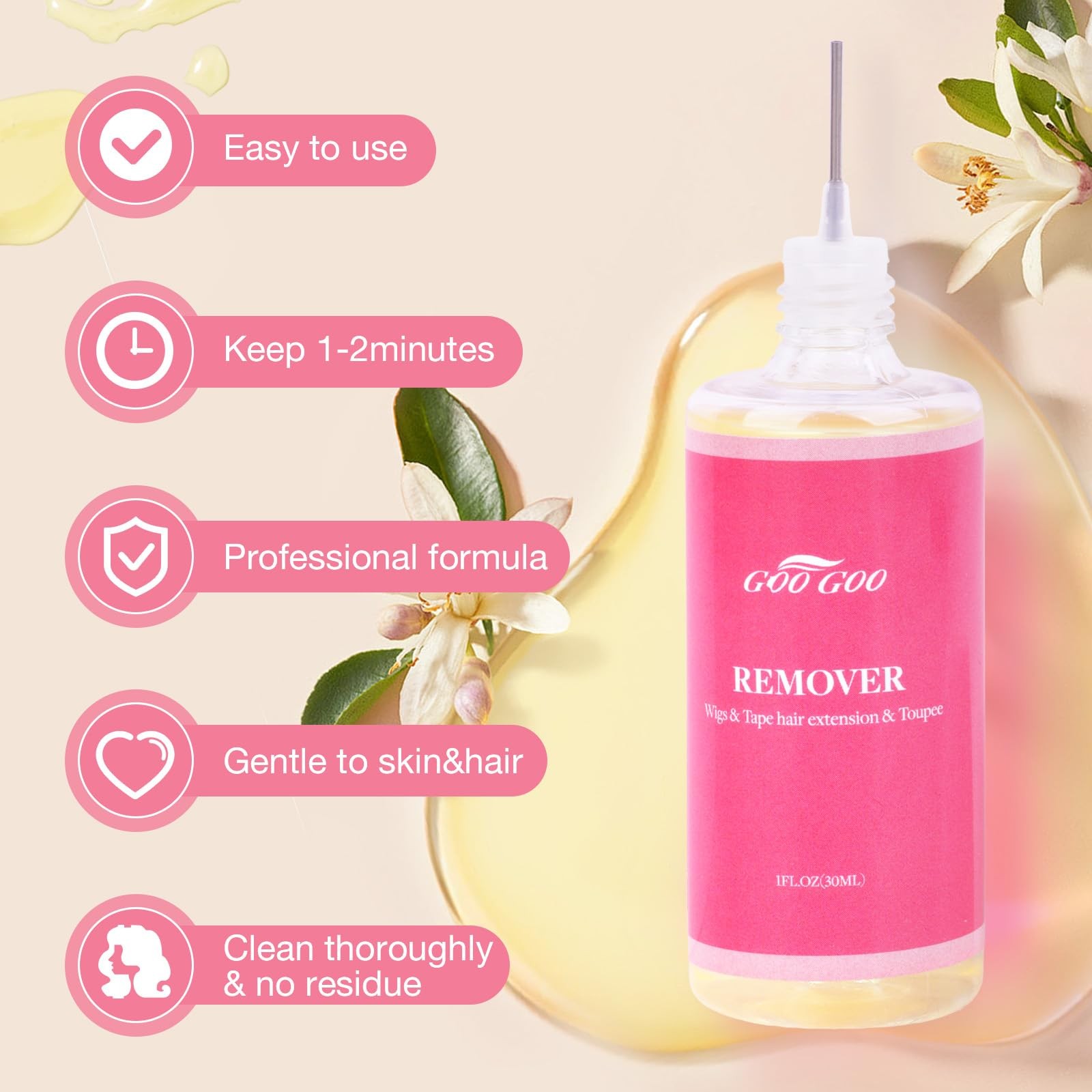 GOO Tape in Extension Remover, Wig Glue 30ml, wig glue remover