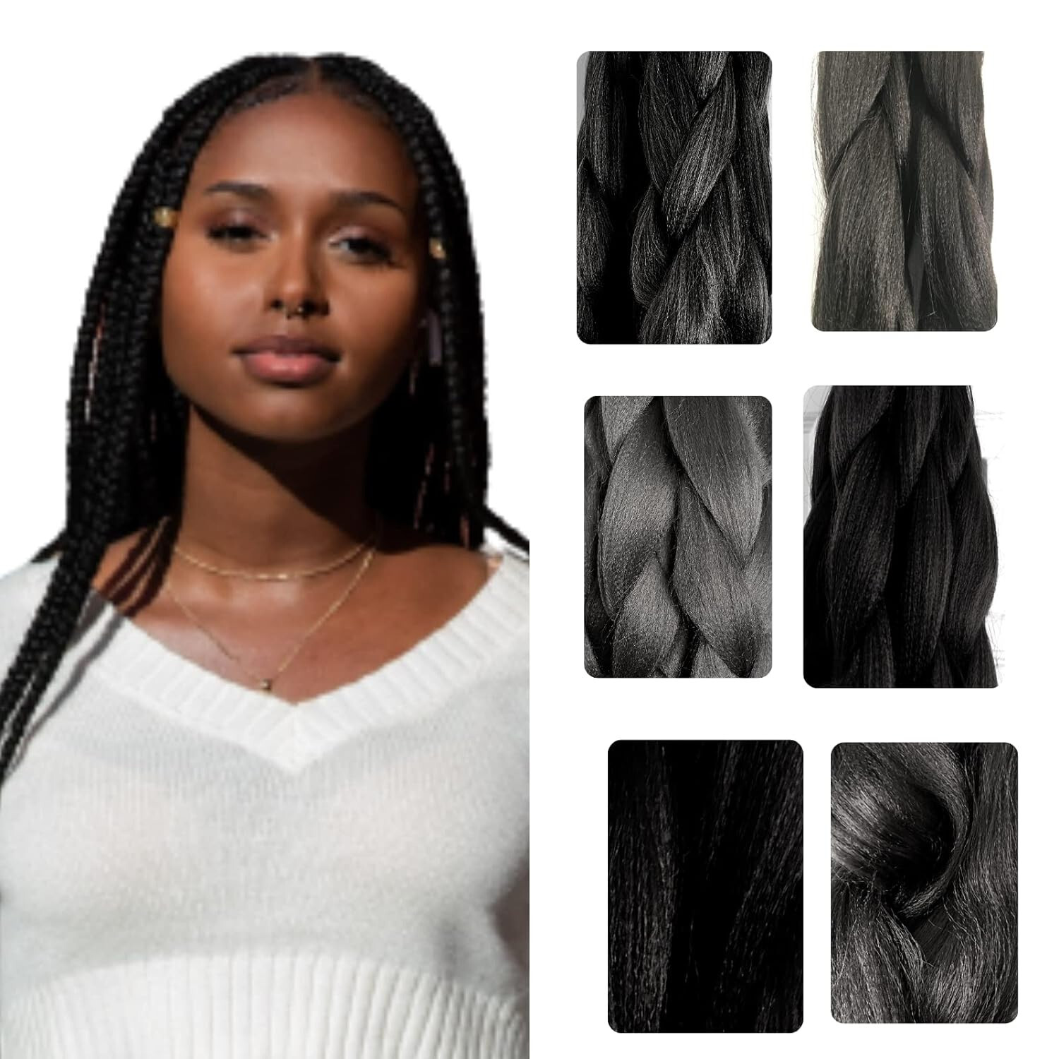 6 Pack 100% Kanekalon Pre-Washed/Stretched Braiding Hair 48″ Jet Black NEW
