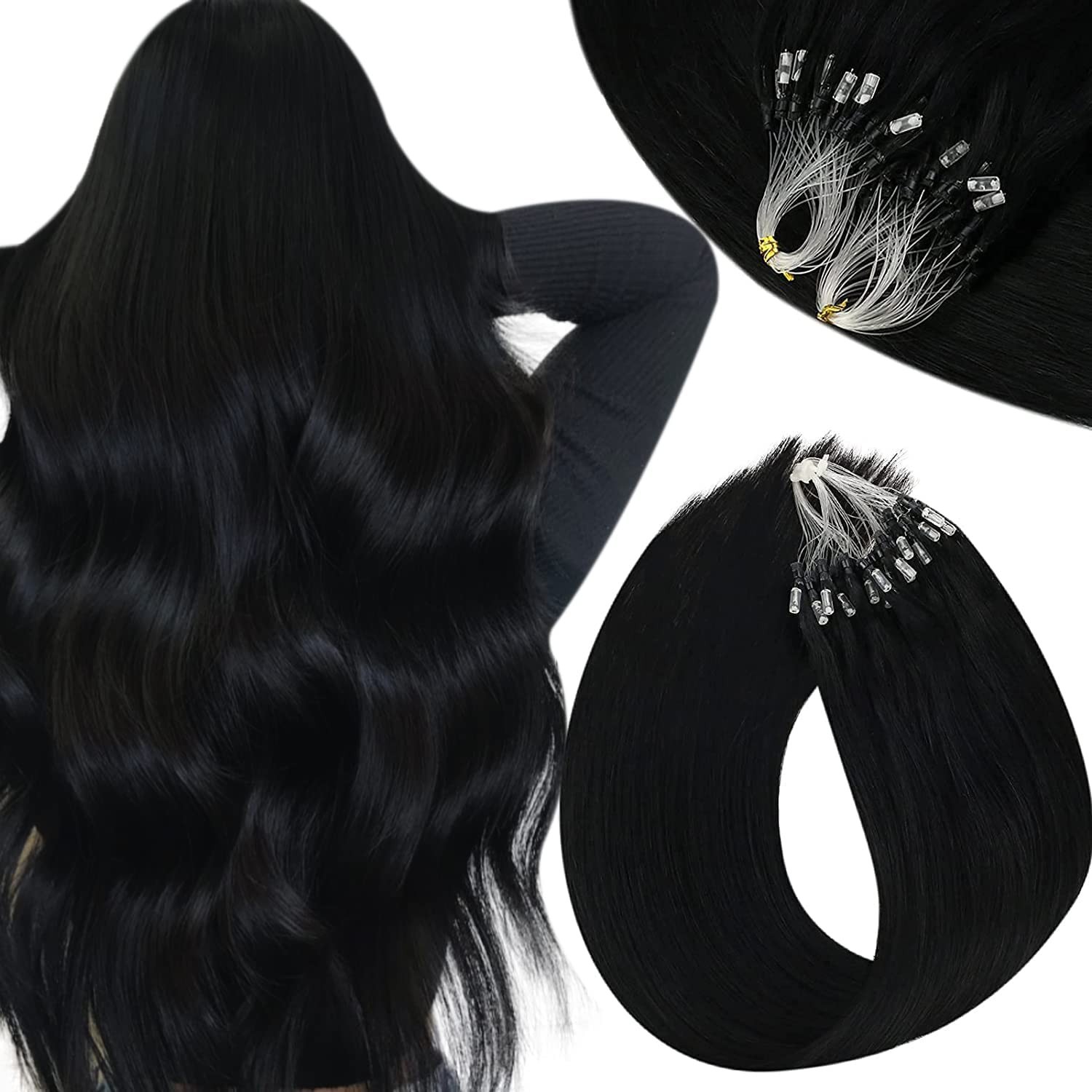 Micro Bead Loop Hair Extensions 100% Remy Human Hair Micro Rings Balayage Ombre