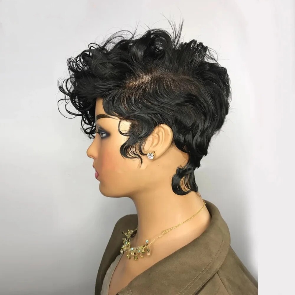 Short 4×4 Lace Closure Wig Pixie Cut Wigs for Black Women Brazilian Curly Wigs