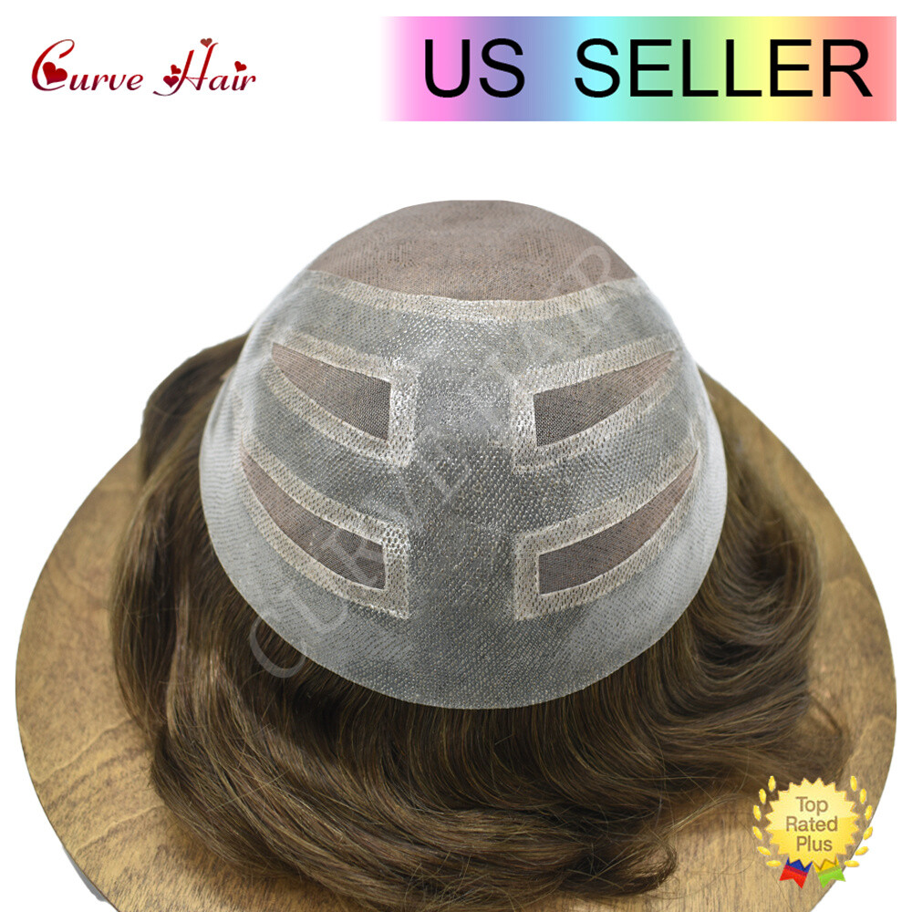 Mens Hair Piece Human Hair Replacement System Lace Front Mens Toupee Hair Units