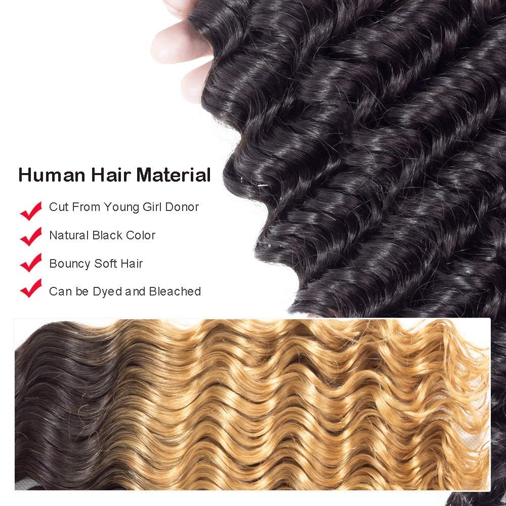 12A Deep Wave Human Hair Bundles 22 24 26 Inch Deep Curly Bundles Human G1N